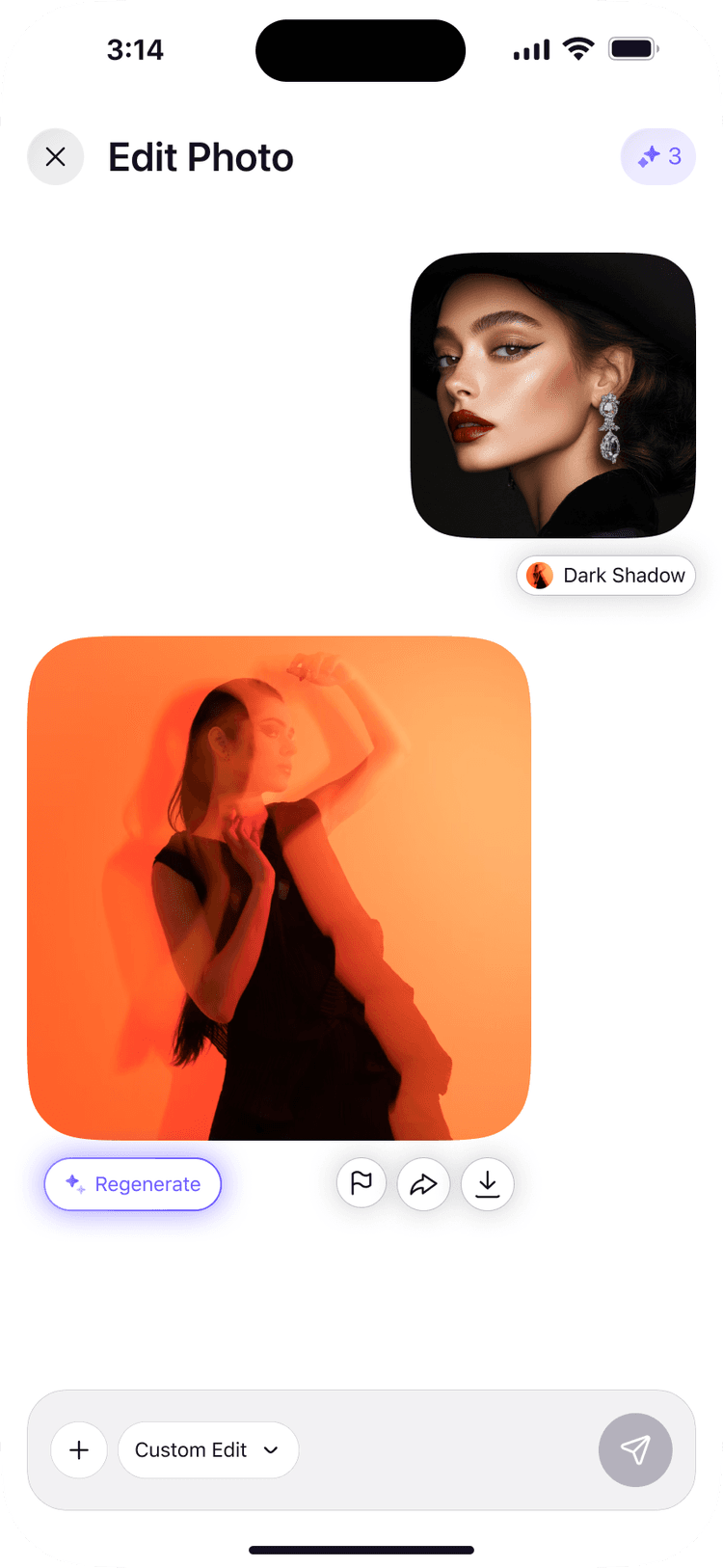 Photo template editor with filters and style presets