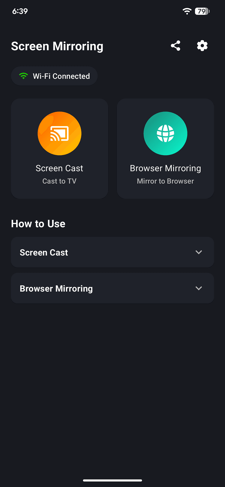 Active screen casting session to a smart TV