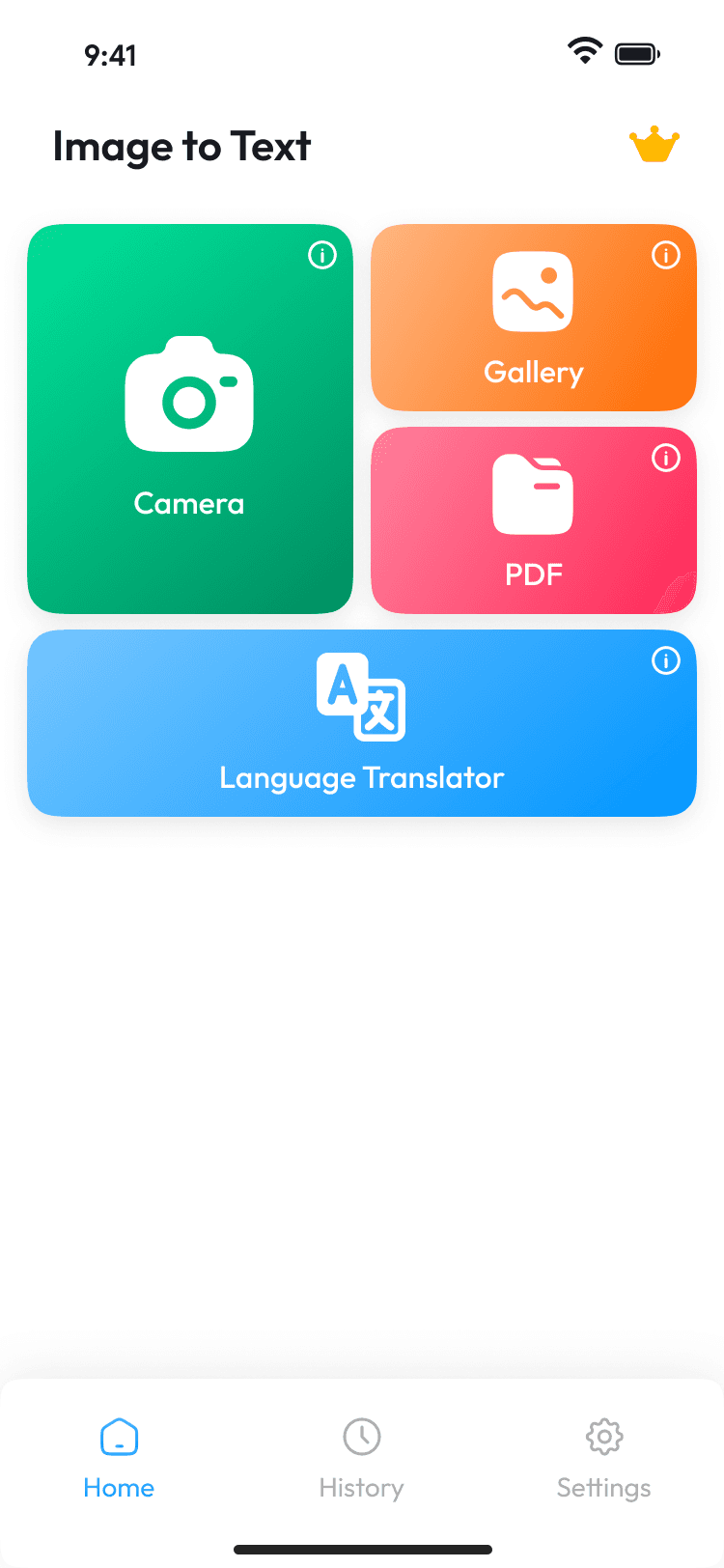 Image to Text scanner with camera and gallery options