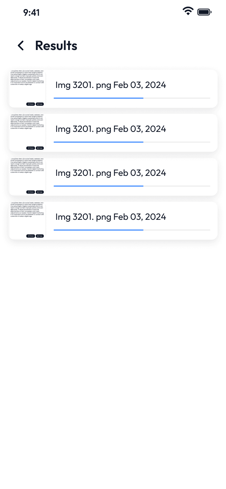 Real-time OCR processing with progress indicator