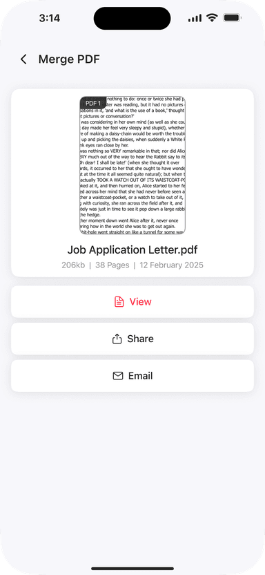 Merge PDF — page preview before merging
